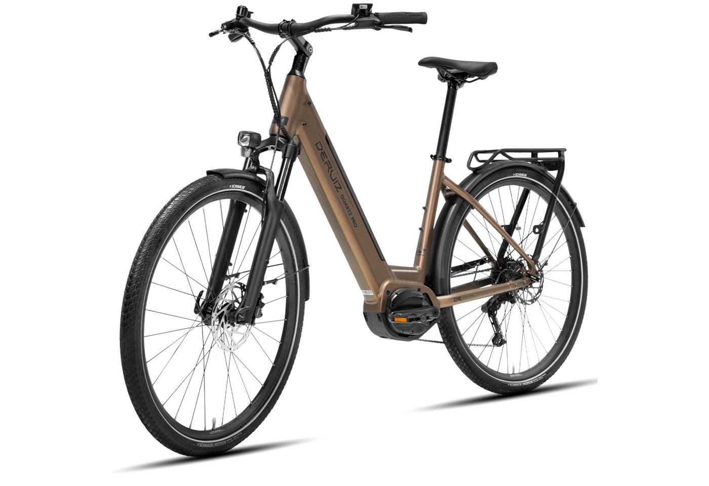 DERUIZ E-Bike Cityrad 28 Zoll Quartz Pro, 100 Nm Mittelmotor, 161 km, 5 Stufen, 48 V 644 Wh, 9 Gang SHIMANO Shimano CUES RD-U3020, 9-Gang Schaltwerk, Kettenschaltung, Mittelmotor, 644 Wh, (Drehmomentsensor für Damen und Herren), Mittelmotor, Federgabel mit hydraulischem Lockout, Anfahrhilfe Bild 4