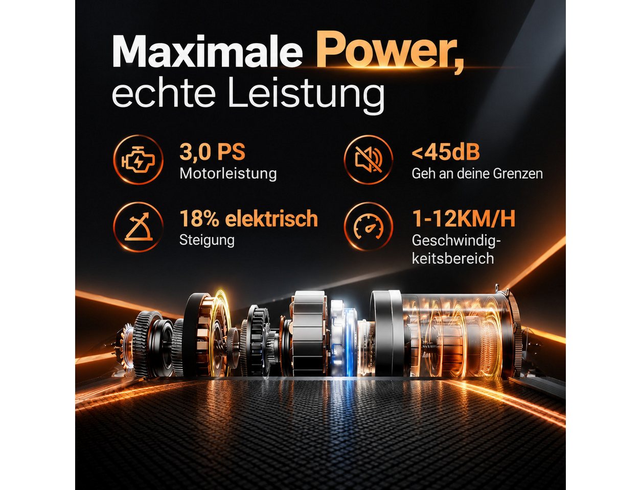 BAYMATE Laufband mit automatischer Steigung (12KM/H Laufband mit LED,klappbares Laufband mit 12 Programmen,3,0 HP leiser Motor,MAX 160kg) Bild 3