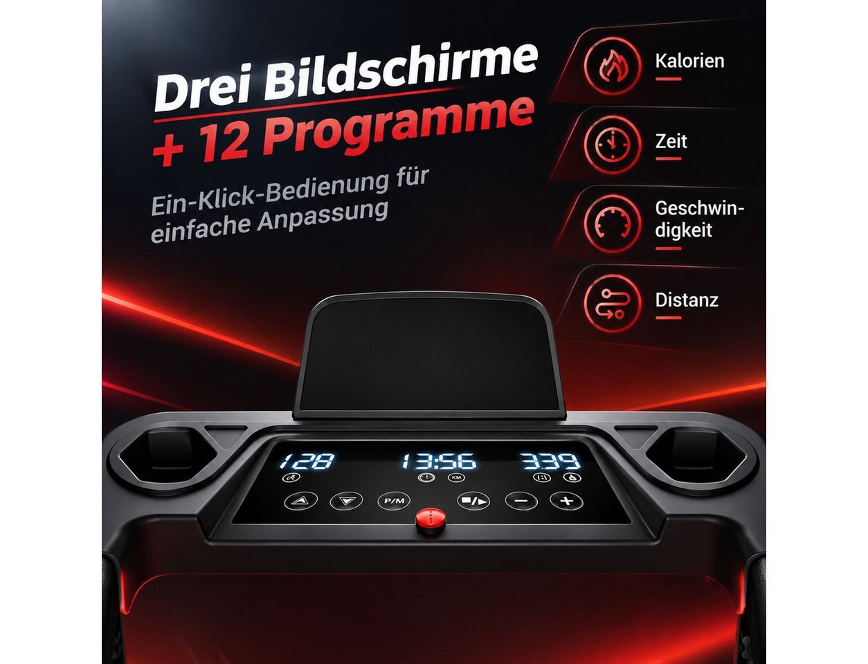 BAYMATE Laufband mit automatischer Steigung (12KM/H Laufband mit LED,klappbares Laufband mit 12 Programmen,3,0 HP leiser Motor,MAX 160kg) Bild 4