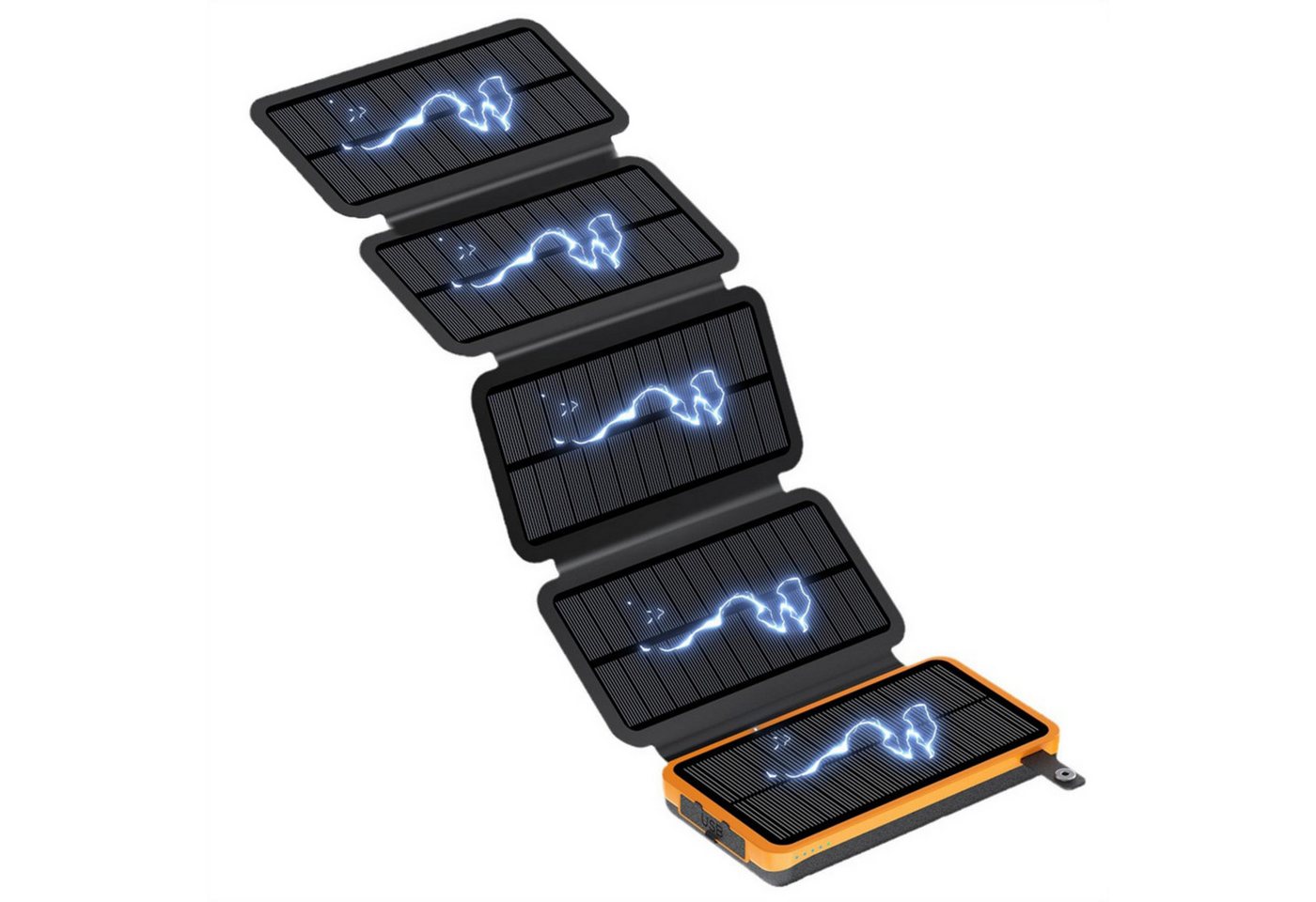 AIBISTAR Solar Powerbank 20000mAh, 4/5 Panels, USB-C, wasserdicht, Camping Solar Powerbank Solarpanel 20000 mAh, 4/5 Solarpanels,Faltdesign,Solaraufladung,3 Lichtmodi,Outdoor & Reisen Bild 4