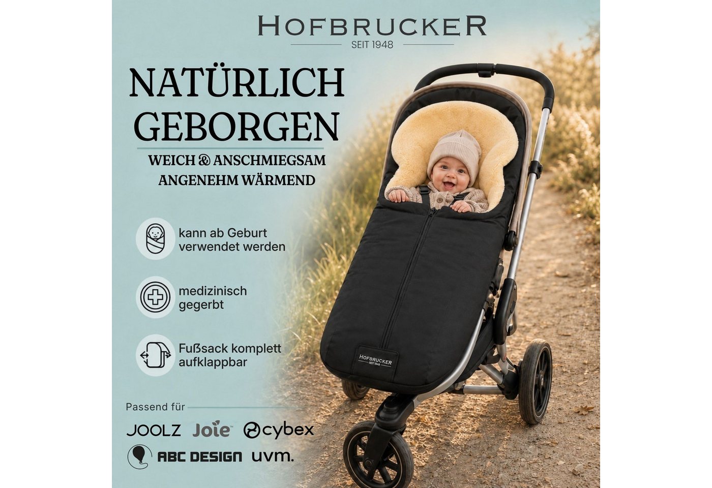 Hofbrucker seit 1948 Fußsack Lammfell-Fußsack Iglu für Kinderwagen und Buggy Bild 3