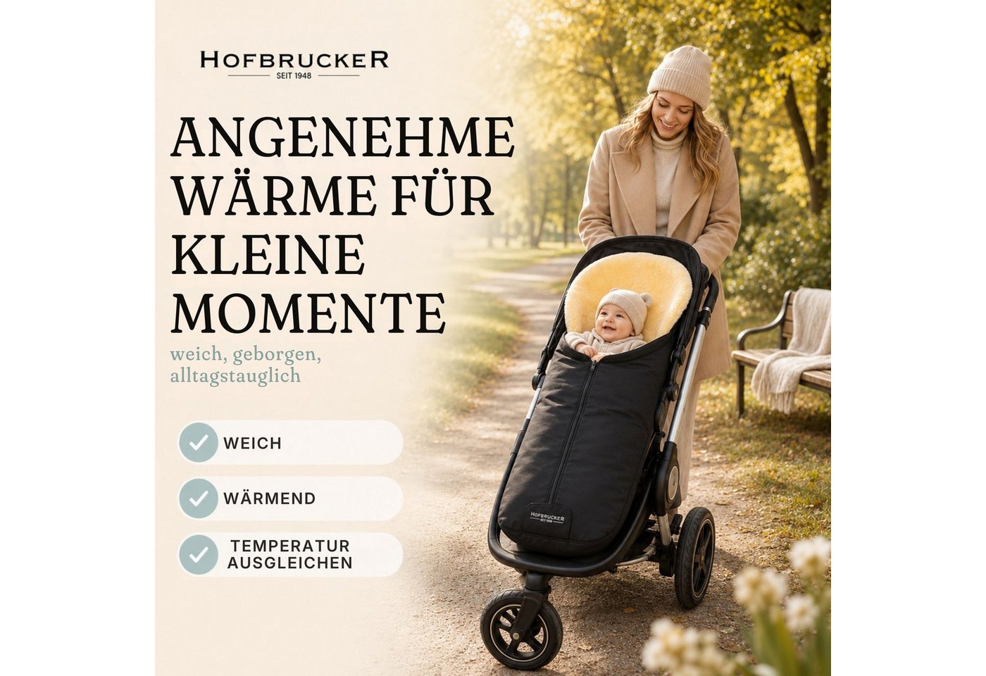 Hofbrucker seit 1948 Fußsack Lammfell-Fußsack Iglu für Kinderwagen und Buggy Bild 4