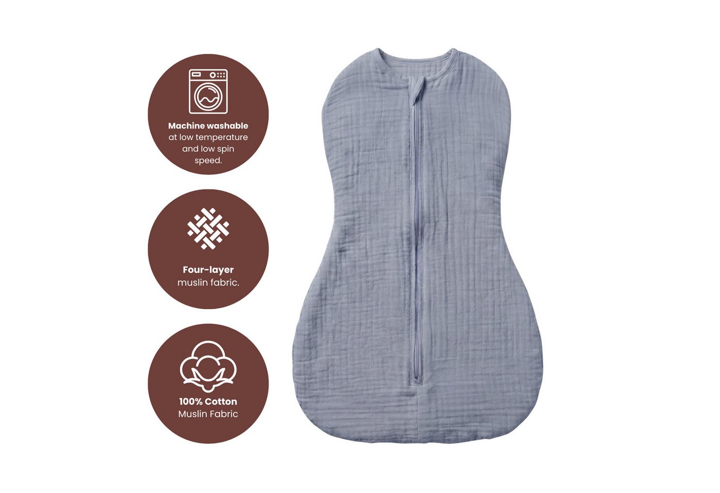 Bebekevi Babyschlafsack Baby Kokon Puckschlafsack Neugeborene 2,5–4 kg, Geschlossene Ärmel, OEKO TEX Standard 100