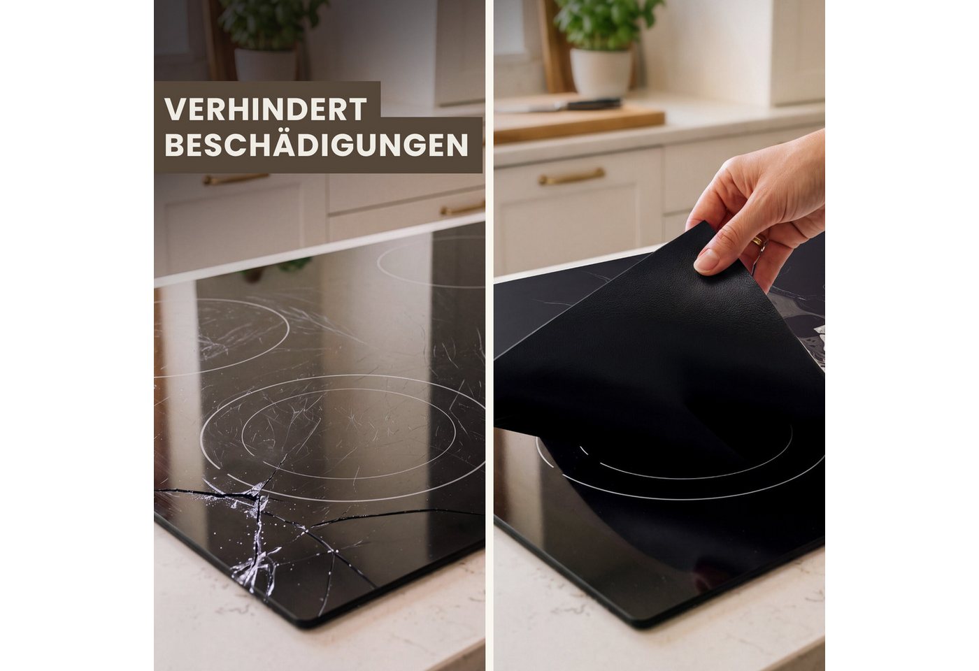 MuchoWow Herd-Abdeckplatte Totenkopf - Schwarz - Totenkopf - Gruselig, Vinyl, (1 tlg), Küche Herdabdeckung Ceranfeld Induktionsfeld Vinyl, 65x50 cm Bild 4
