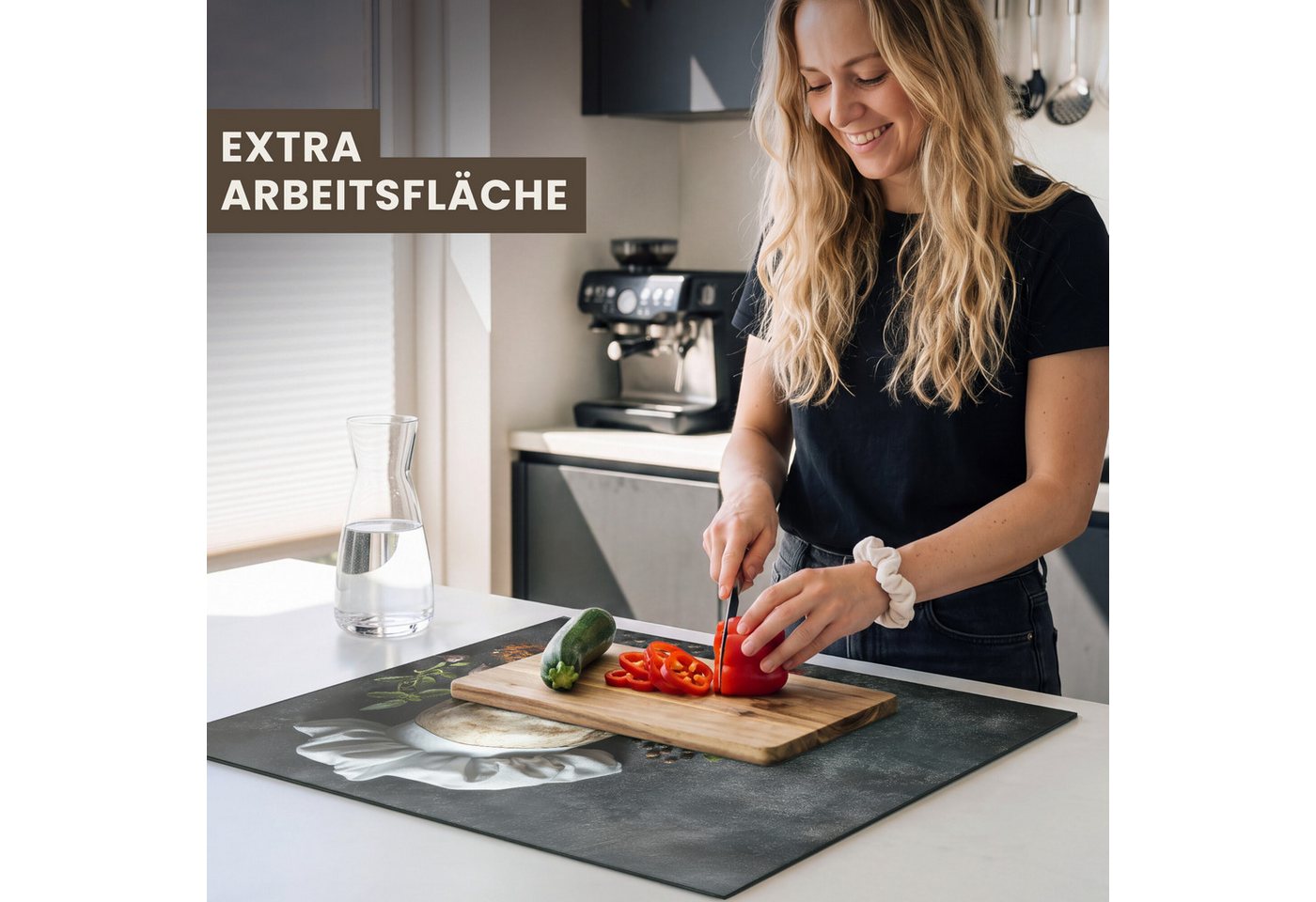MuchoWow Herd-Abdeckplatte Skelett - Gewürz - Lebensmittel - Schädel - Koch, Vinyl, (1 tlg), Abdeckplatte für Ceranfeld, Herd Inductionsmatte, 60x50 cm Bild 2
