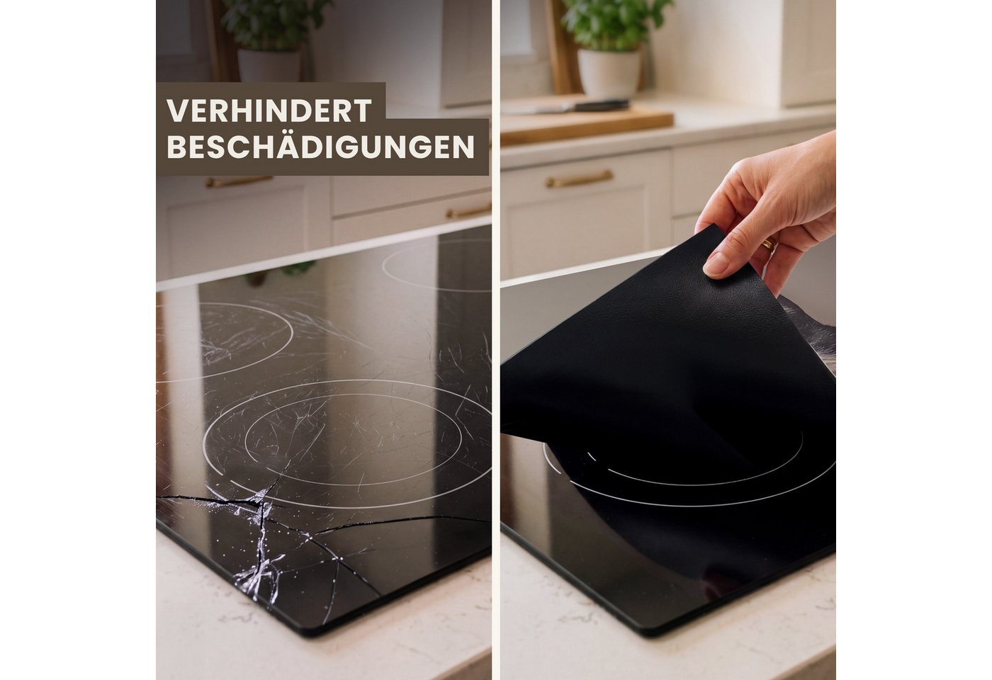 MuchoWow Herd-Abdeckplatte Katze - Kochkleidung - Schwarz - Weiß, Vinyl, (1 tlg), Abdeckplatte für Ceranfeld, Herd Inductionsmatte, 57.6x51.6 cm
