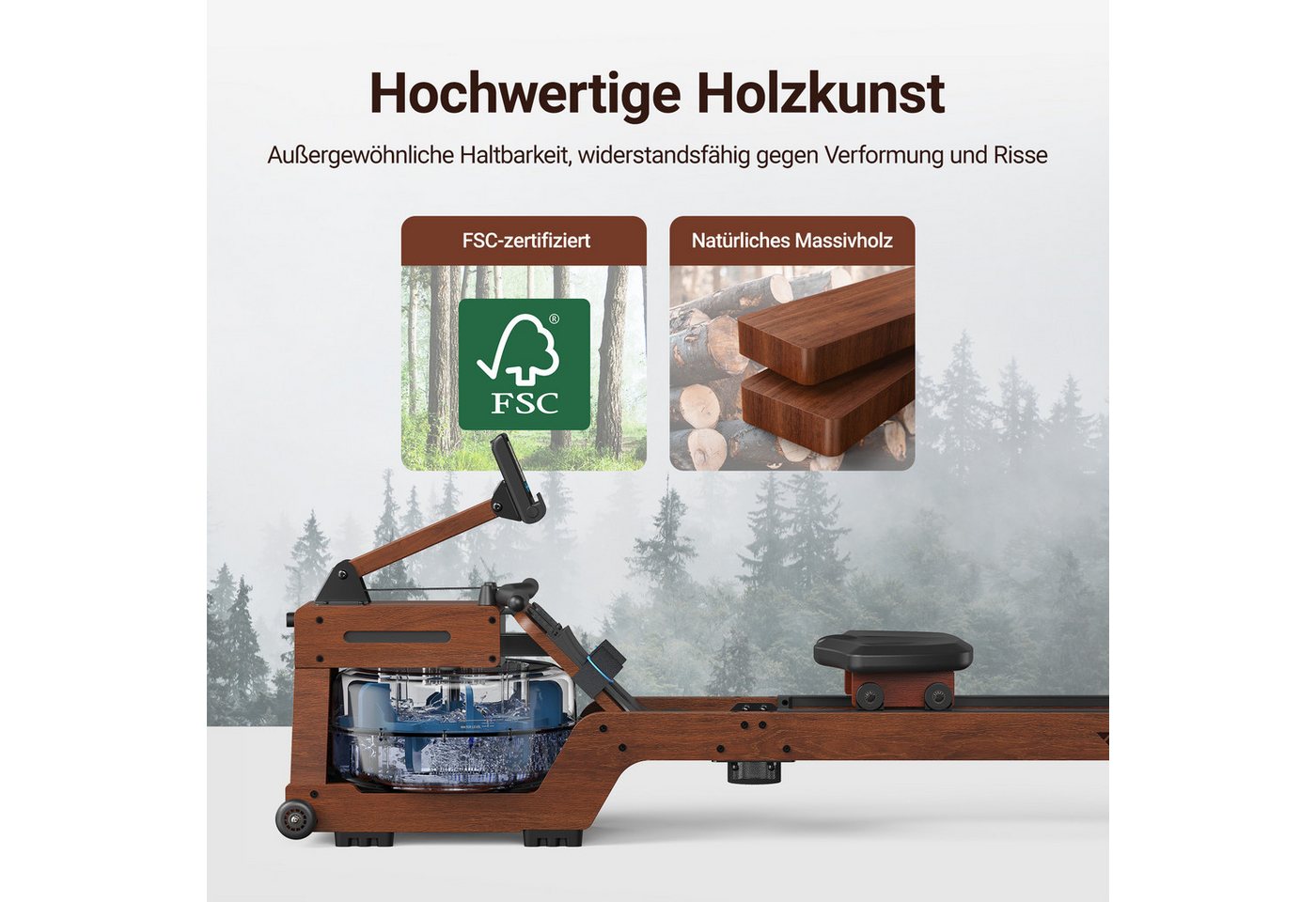 MERACH Rudermaschine Wasser Rudergerät für Zuhause, Bequemer Ergonomischer Stuhl, Professioneller Bluetooth-Monitor mit Tablet-Halterung