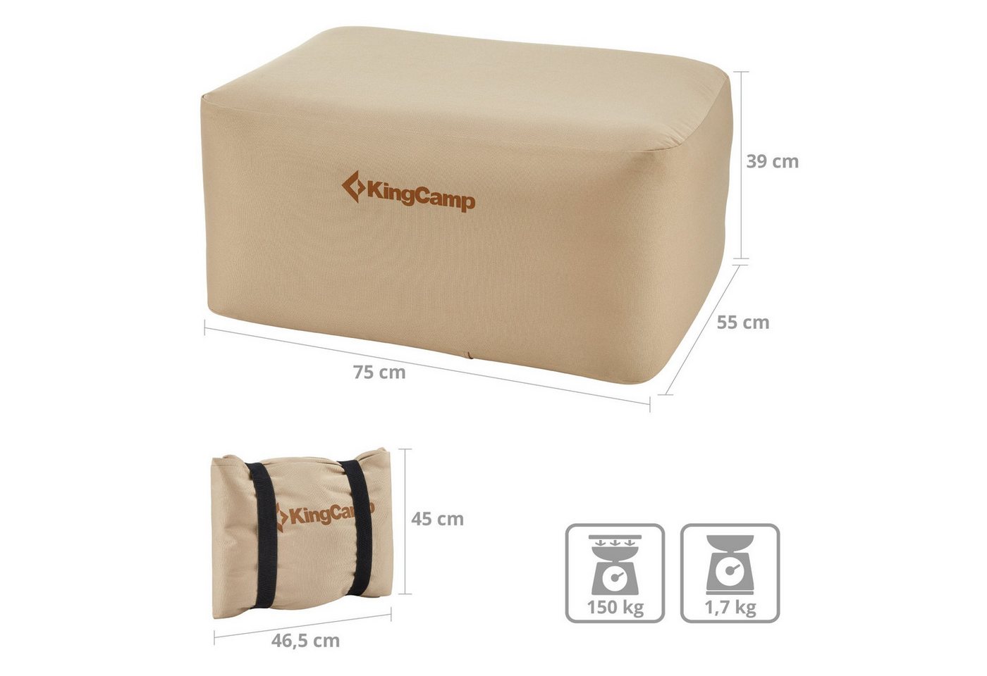 KingCamp Campingstuhl Sitzhocker Aufblasbar Air Cube Camping - Sitz Hock