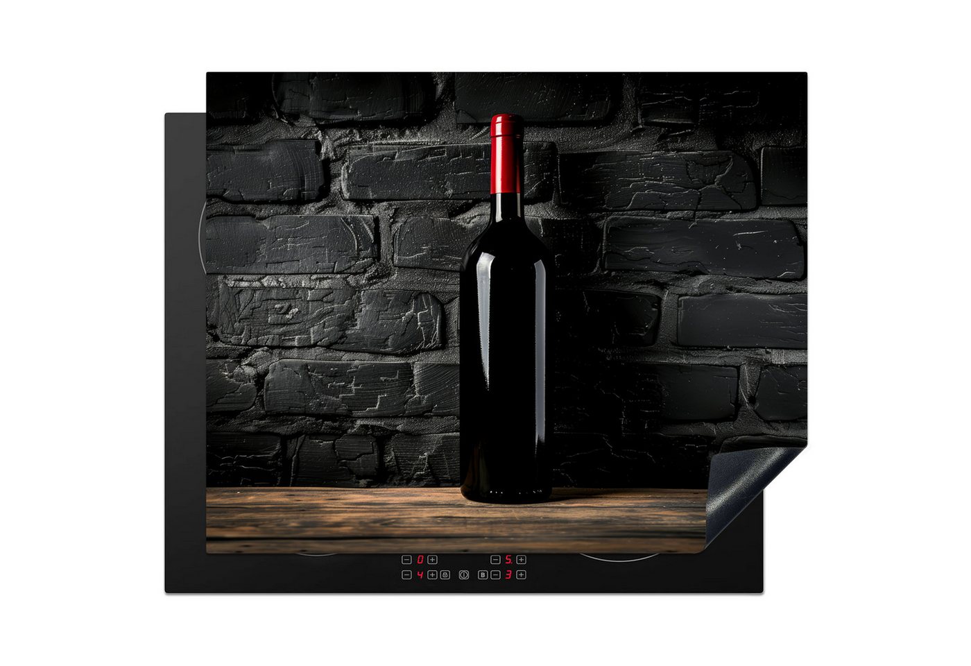 MuchoWow Herd-Abdeckplatte Wein - Flasche - Holz - Stein, Vinyl, (1 tlg), Herdabdeckplatten für Ceranfeld, Induktionsschutz, 65x55 cm Bild 3