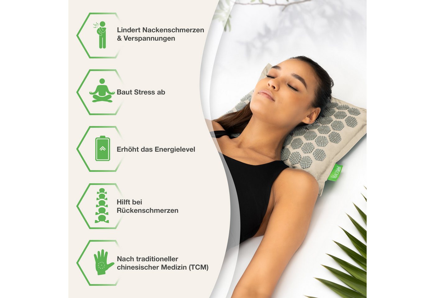 BACKLAxx® Akupressurmatte Akupressurkissen Nackenkissen für Nacken Schulter Rücken Beine (Akupressur, Kissen mit 3.168 Spitzen, inkl. Video Guide), für Verspannungen Nacken Rücken Beine & gegen Kopfschmerzen & Migräne