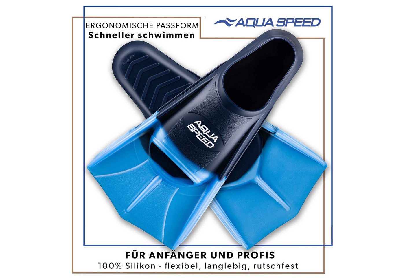 Aqua Speed Flosse Kurze Silikon Schwimmflossen für Technikschulung (Stabiles Techniktraining mit trainingsorientierter Kurzflosse 41/42 hellblau), Silikonmodell für gleichmäßige Belastung und ruhige Serienarbeit Bild 3