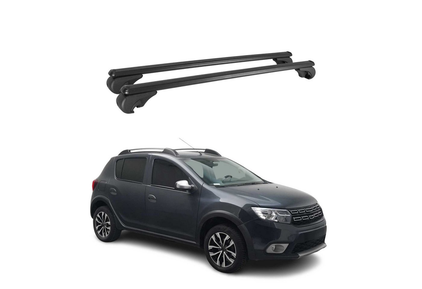 OMAC Dachträger für Dacia Sandero Stepway 2012-2024 Gepäckträger Aluminium Schwarz 2x (2-St), Wasserbeständig,Abnehmbar,Multifunktional,Leichtgewichtig Bild 2