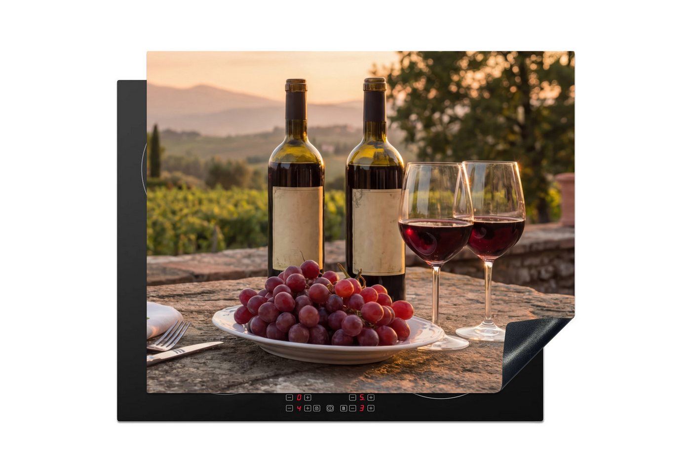 MuchoWow Herd-Abdeckplatte Wein - Gläser - Trauben - Weinberg, Vinyl, (1 tlg), Abdeckung Induktionskochfeld Schutzmatte, Küche Deko, 65x52 cm Bild 5