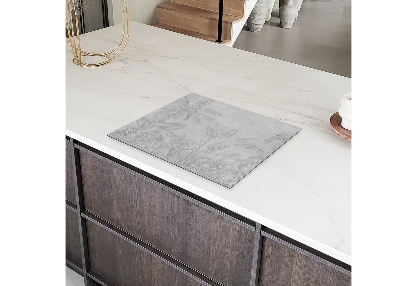MuchoWow Herd-Abdeckplatte Beton - Muster - Grau, Vinyl, (1 tlg), Herdabdeckplatten für Ceranfeld, Induktionsschutz, 65x55 cm Bild 2