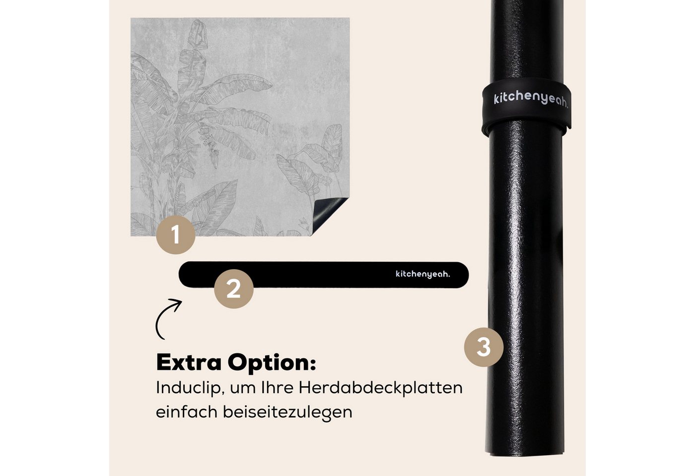 MuchoWow Herd-Abdeckplatte Beton - Muster - Grau, Vinyl, (1 tlg), Herdabdeckplatten für Ceranfeld, Induktionsschutz, 65x55 cm Bild 4