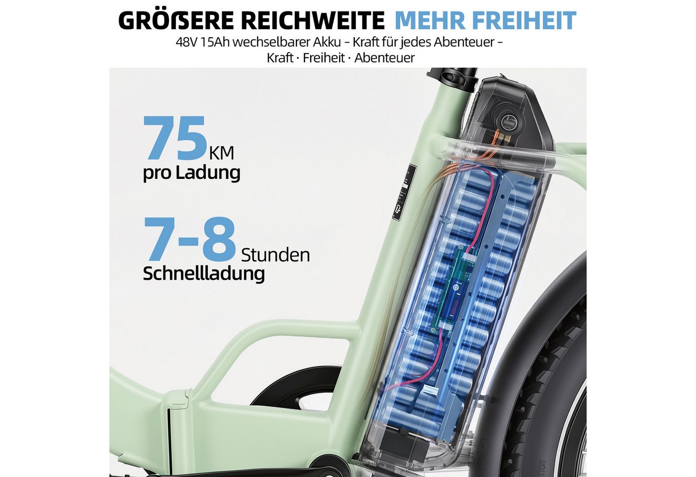 BEKUP E-Bike Klapprad S3 20 Zoll Fully Klapprad E‑Faltrad für Damen Herren, 720Wh, 60Nm, 7 Gang Shimano, Kettenschaltung, Heckmotor, 720 Wh, Elektrofahrrad Tiefeinsteiger mit Shimano 7-Gang und Heckmotor Bild 3