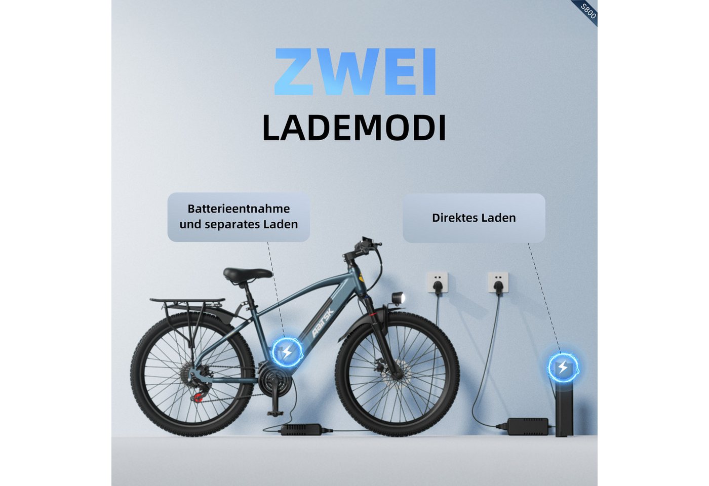 DOTMALL E-Bike Mountainbike 26 Zoll abnehmbarer 36V 13Ah Akku 250W E-MTB E-Bike mit Gepäckträger Bild 4