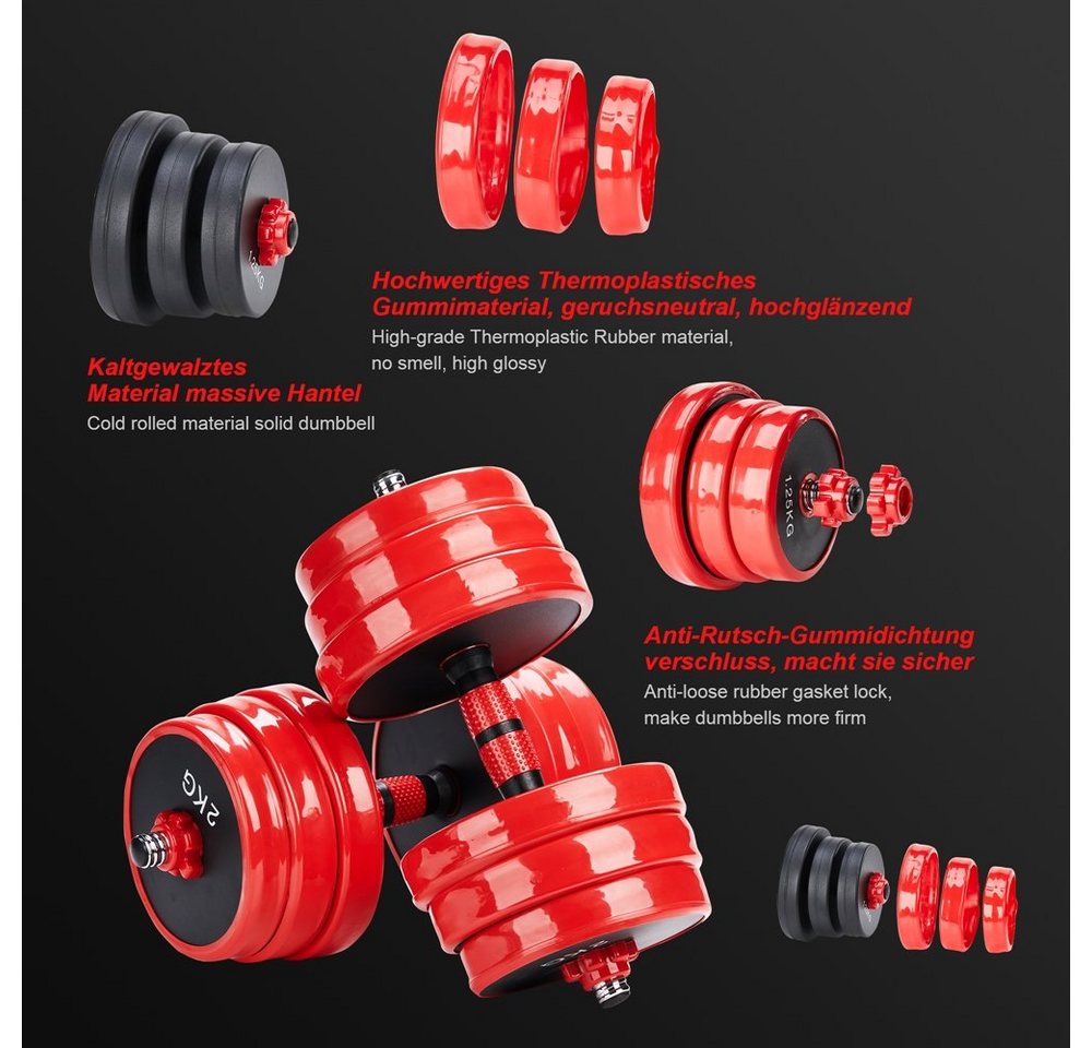 Feel2Home Hantel-Set Hantelset 4in1 Kurzhantel Langhantel Gewichte Hantelstangen 20-40KG, (Set, Premium-Hantelset, Premium-Trainingsset), Geräuscharm und Bodenschonend Bild 2