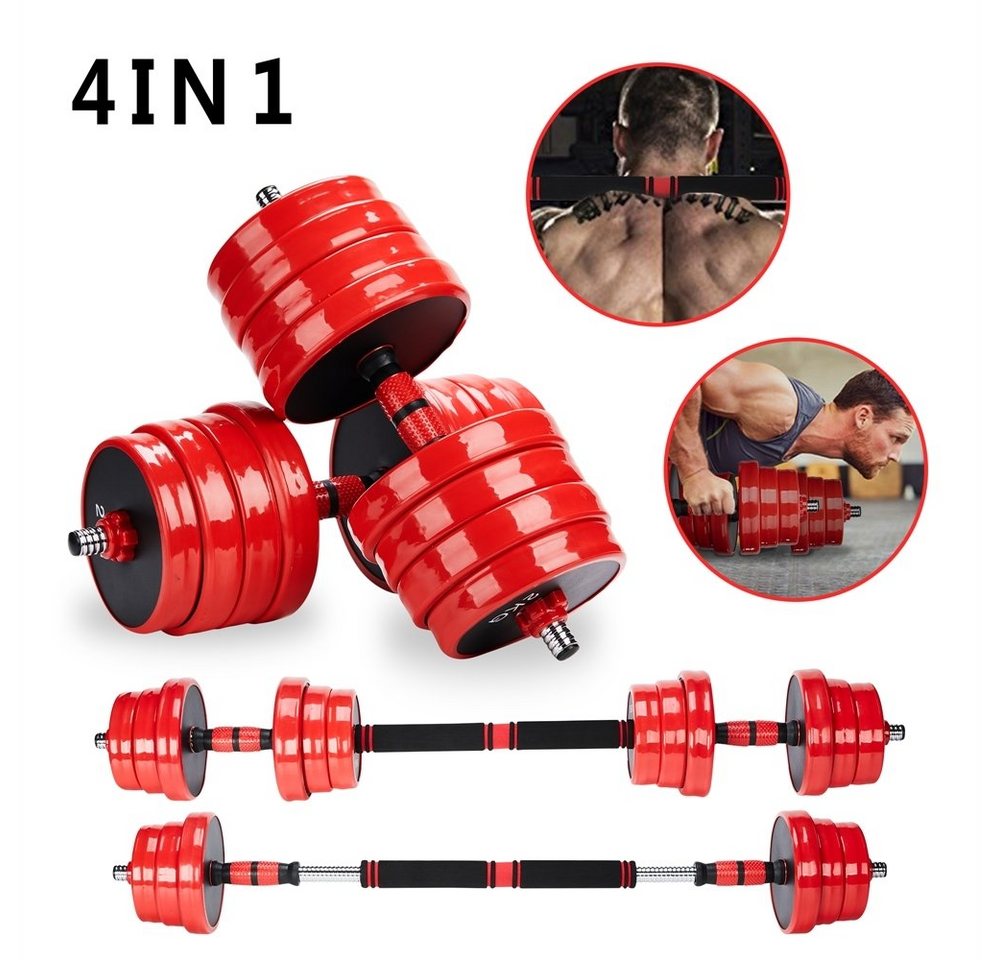 Feel2Home Hantel-Set Hantelset 4in1 Kurzhantel Langhantel Gewichte Hantelstangen 20-40KG, (Set, Premium-Hantelset, Premium-Trainingsset), Geräuscharm und Bodenschonend Bild 4