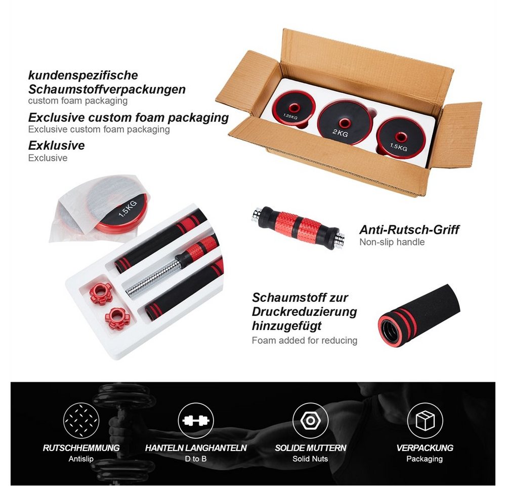 Feel2Home Hantel-Set Hantelset 4in1 Kurzhantel Langhantel Gewichte Hantelstangen 20-40KG, (Set, Premium-Hantelset, Premium-Trainingsset), Geräuscharm und Bodenschonend Bild 5