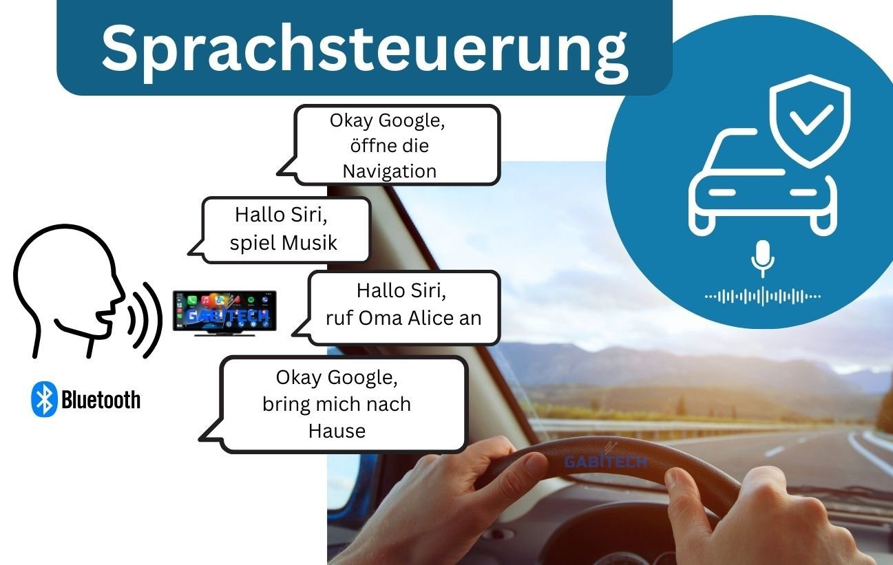 GABITECH 10 Zoll tragbares Navi Carplay Autoradio 2 Kameras & Sprachsteuerung Autoradio (Bluetooth, 1 DVR Dashcam & Videoaufzeichnung, 1 Rückfahrkamera, WiFi) Bild 2