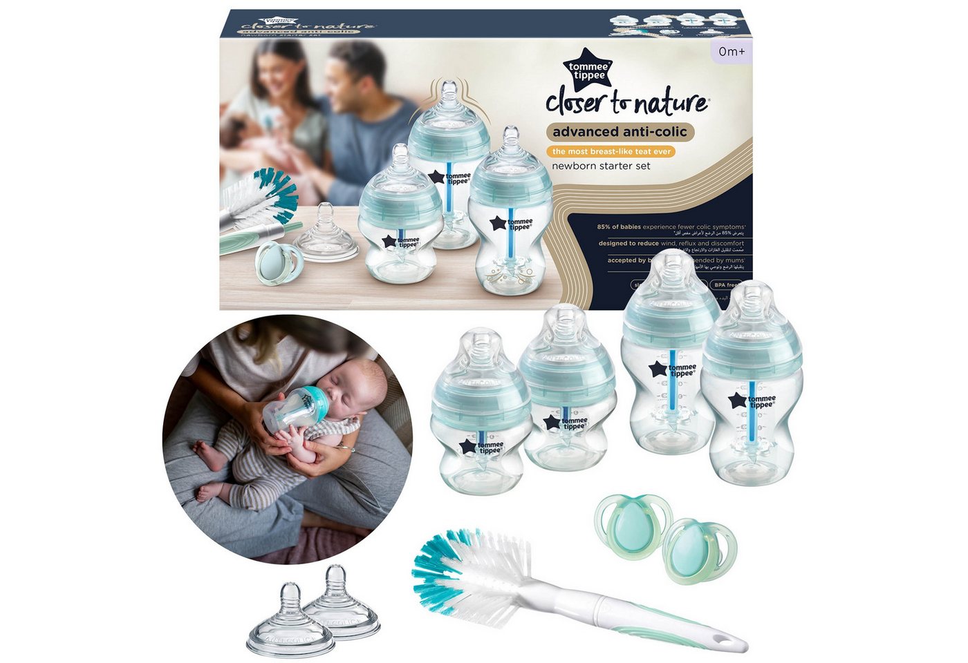 Tommee Tippee Babyflasche Tommee Tippee Startset 0m+, Anti-Kolik-Flaschen, Sauger, Bürste Bild 3