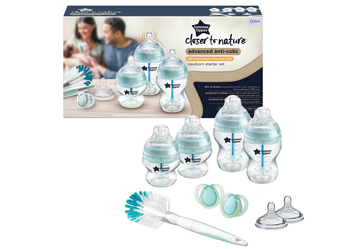 Tommee Tippee Babyflasche Tommee Tippee Startset 0m+, Anti-Kolik-Flaschen, Sauger, Bürste Bild 4