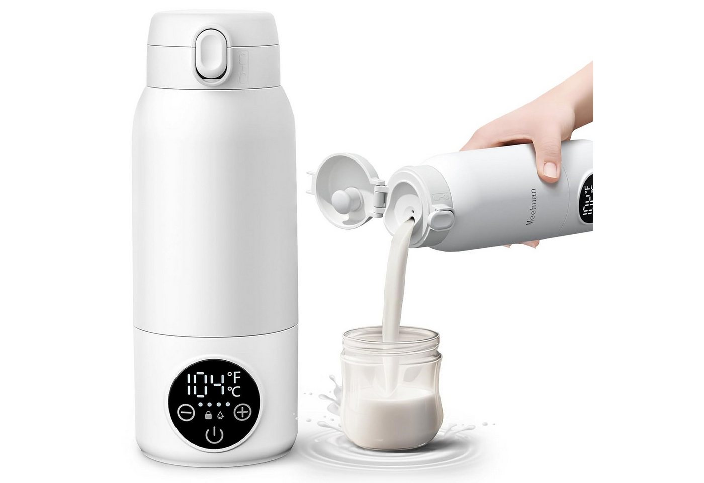 Lisabonde Babyflaschenwärmer Tragbarer Baby Flaschenwärmer für unterwegs, 500ml Akku-Betrieb, LCD-Display, USB-C-Schnellladefunktion, IPX6 wasserdicht Bild 2