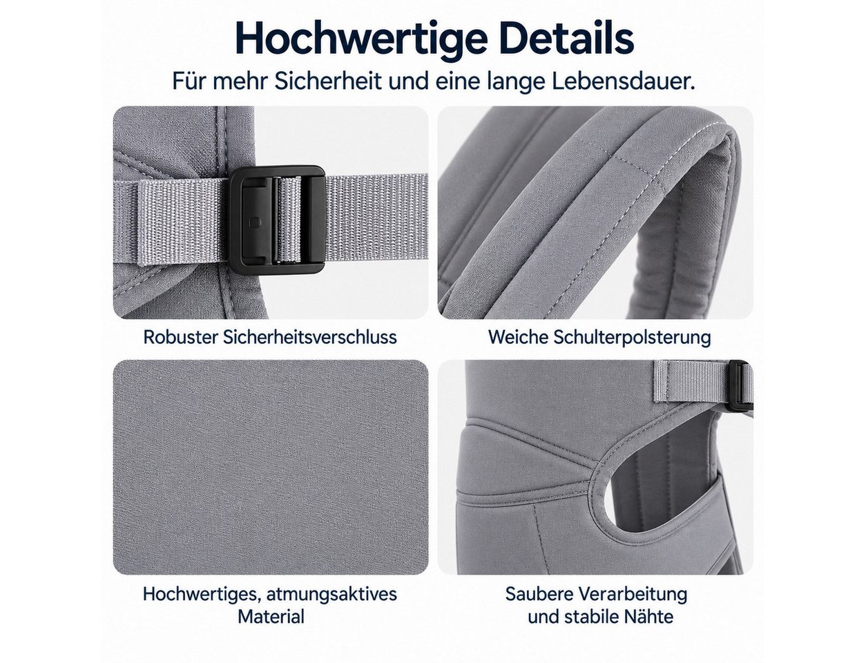 ibettertec Babytrage Babytrage Neugeborene ab Geburt, Kleinkindtrage (Ergobaby Babytrage mit Ein-Klick-Schnalle, ergonomische M-Position, X-Rücken, für 3,2–20 kg), tragetuch baby neugeboren), babytrage neugeborene ab geburt Bild 5