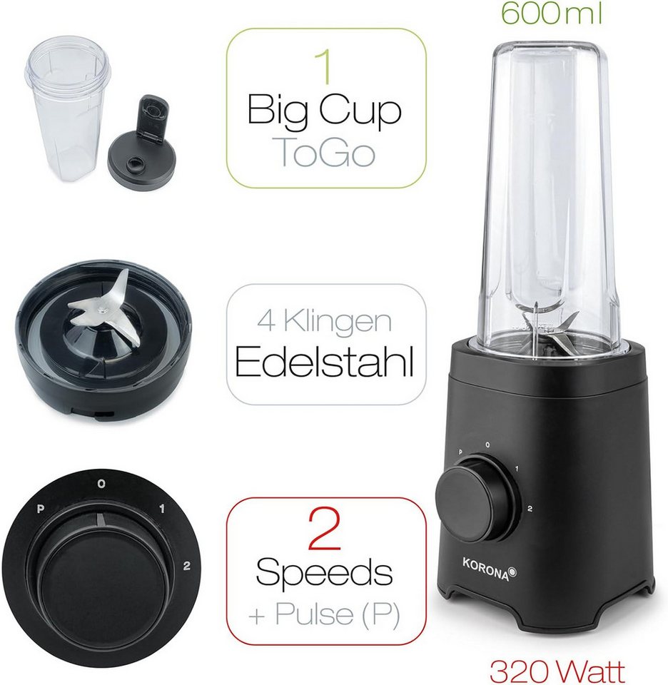 KORONA Smoothie-Maker Korona Smoothie Maker Mix & Go 320 Watt ToGo Becher 600ml Bild 2