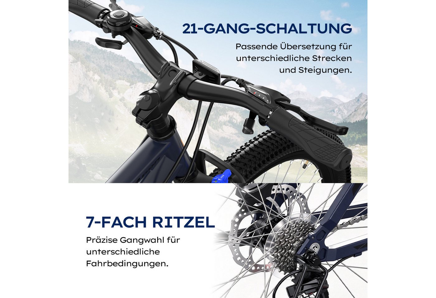 RCB Mountainbike GK2 PRO 27,5 Zoll mit Federgabel, Vorderradfederung & Scheibenbremsen, 21 Gang, Kettenschaltung, Aluminium-Rahmen – leicht und robust, mit Reflektoren & Flaschenhalter
