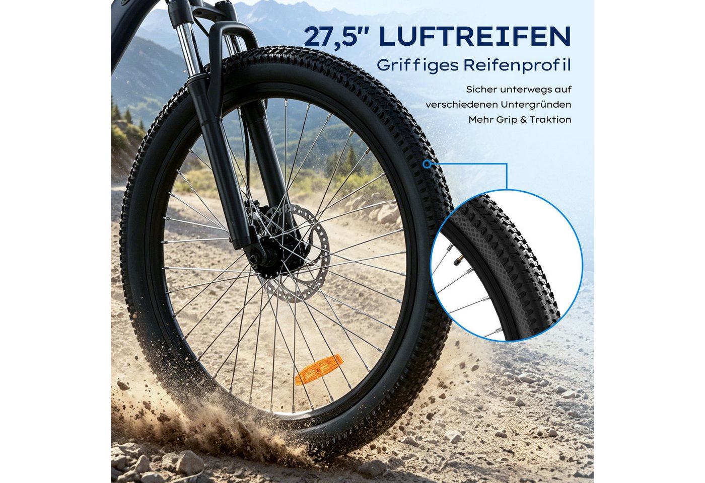 RCB Mountainbike GK2 PRO 27,5 Zoll mit Federgabel, Vorderradfederung & Scheibenbremsen, 21 Gang, Kettenschaltung, Aluminium-Rahmen – leicht und robust, mit Reflektoren & Flaschenhalter Bild 5