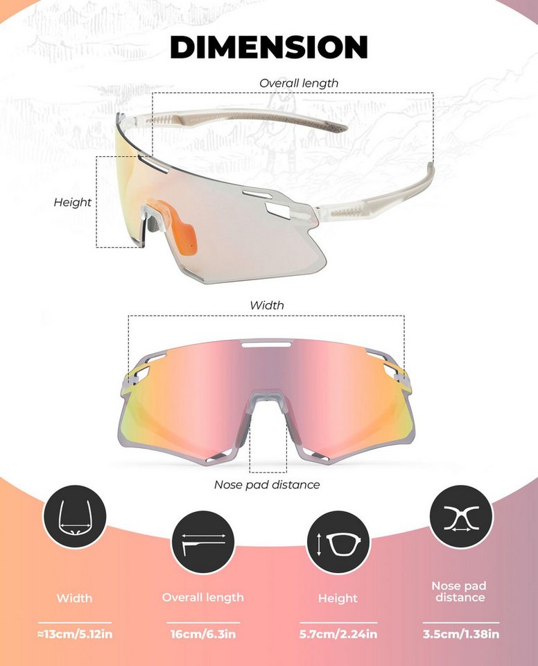 ROCKBROS Fahrradbrille Sportbrille Herren Damen Fahrrad MTB Outdoor TR90 Rahmen, polarisiert, winddicht, ultraleicht, myopie-Rahmen, mehrfarbig Bild 4