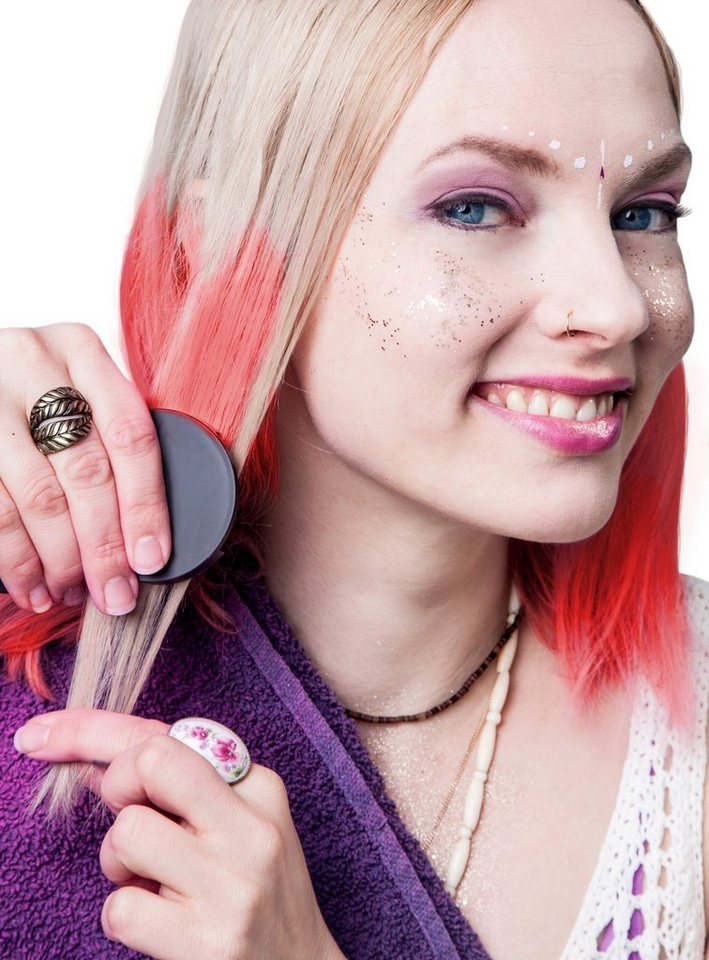 Metamorph Theaterschminke Haarkreide Haarfarbe Rot Karneval Faschingskostüm, Pimpt Euer Haar! Schnell & easy anwendbar, toller Effekt! Bild 3