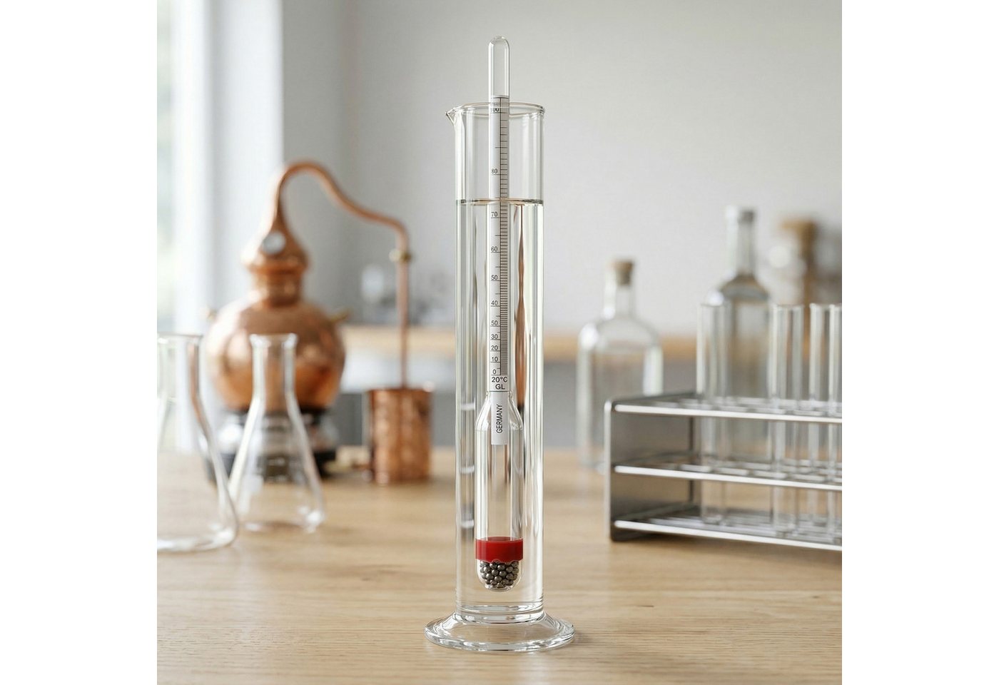 Lantelme Kochthermometer Alkoholmeter Aräometer aus Glas mit Gay-Lussac-Skala 0-100 GL, Gay-Lussac-Skala und die Grad-Cartier-Skala in einem Aräometer Bild 2