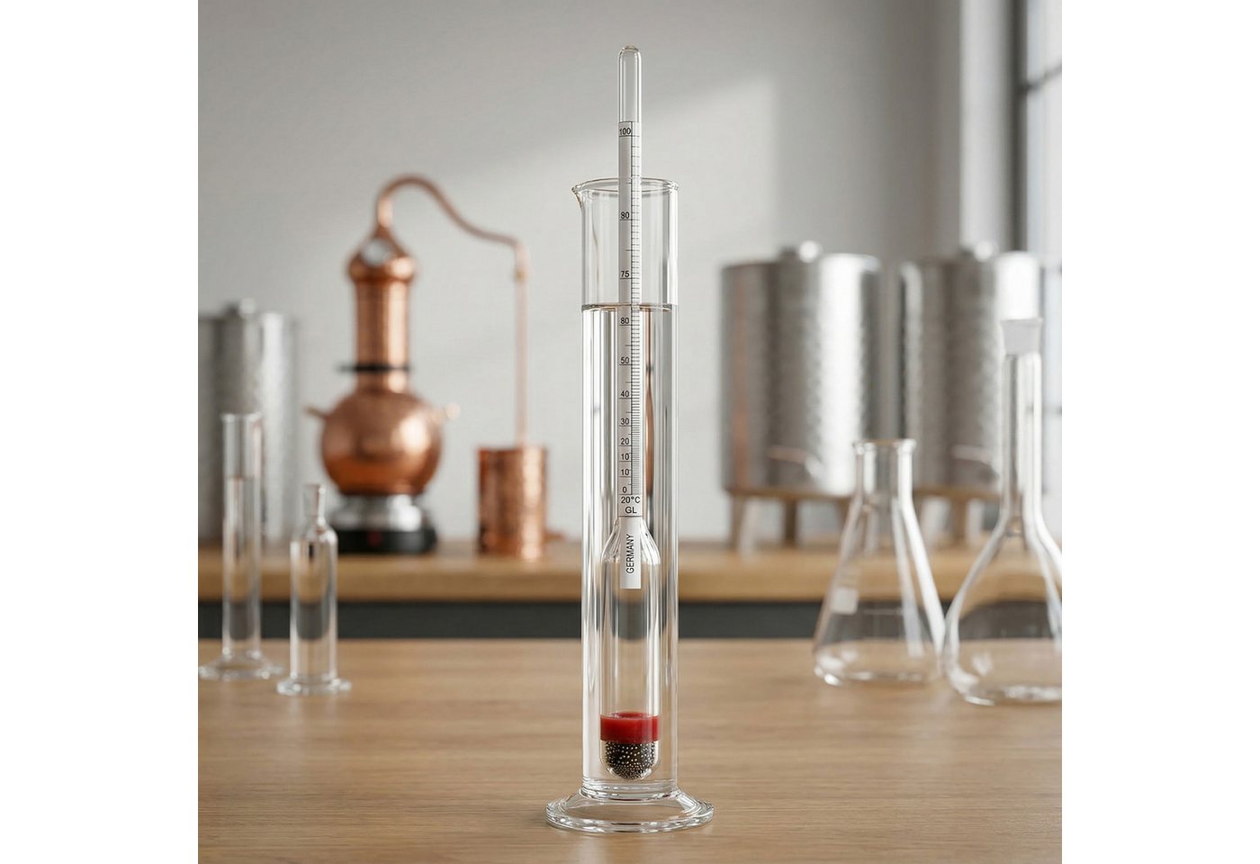 Lantelme Kochthermometer Alkoholmeter Aräometer aus Glas mit Gay-Lussac-Skala 0-100 GL, Gay-Lussac-Skala und die Grad-Cartier-Skala in einem Aräometer Bild 5