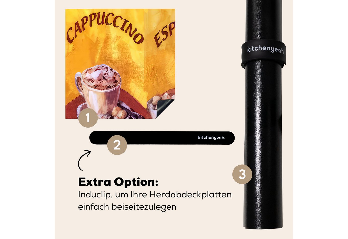MuchoWow Herd-Abdeckplatte Cappuccino - Espresso - Kaffee - Vintage, Vinyl, (1 tlg), Herdabdeckplatten für Ceranfeld, Induktionsschutz, 65x55 cm Bild 5