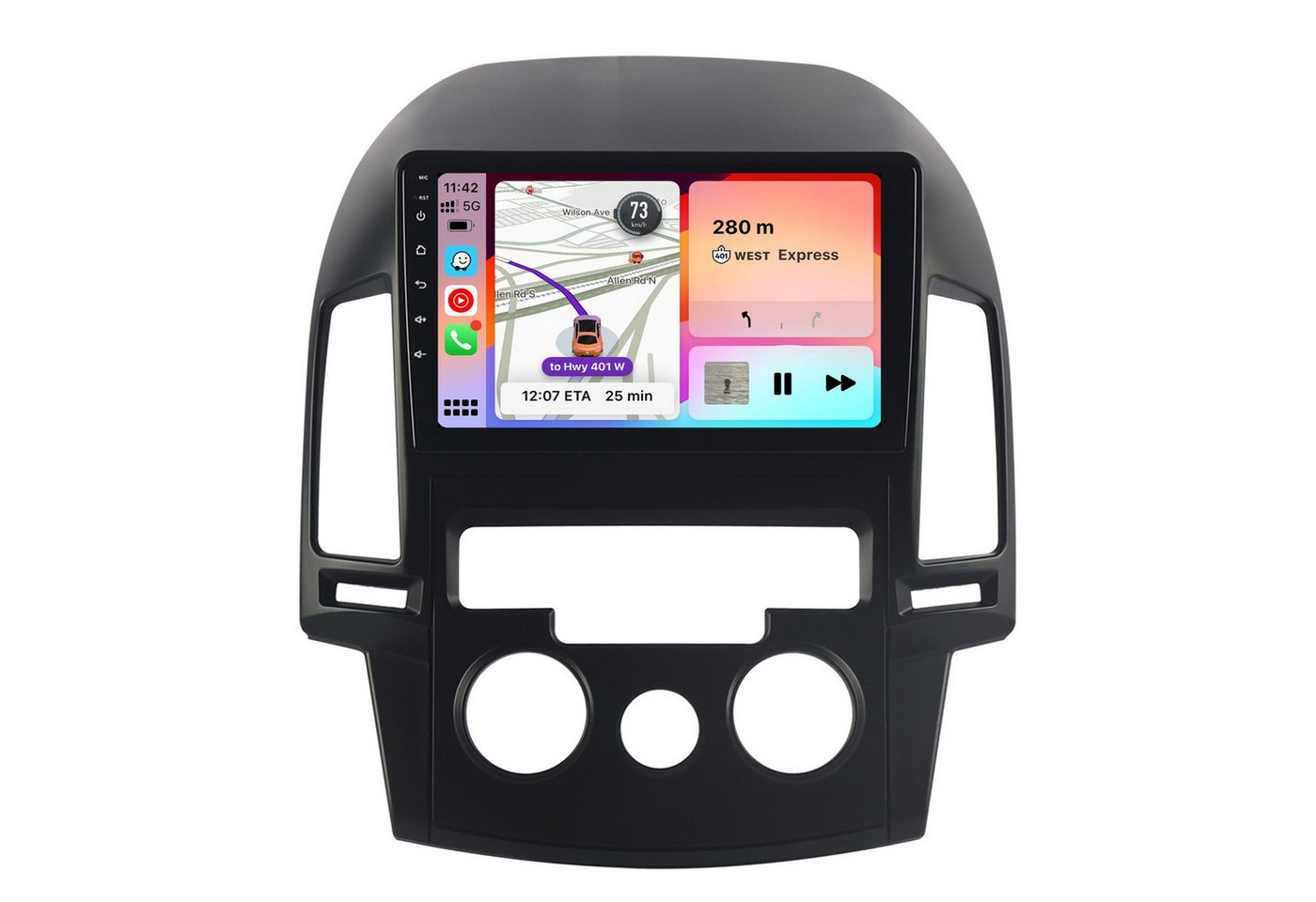 A-Sure CarPlay Android Auto Bluetooth RDS Für Hyundai i30 MK1 FD 2006-2011 Autoradio (5s Schnellstart/1280*720 Screen/Apple Carplay/Android Auto/Bluetooth)