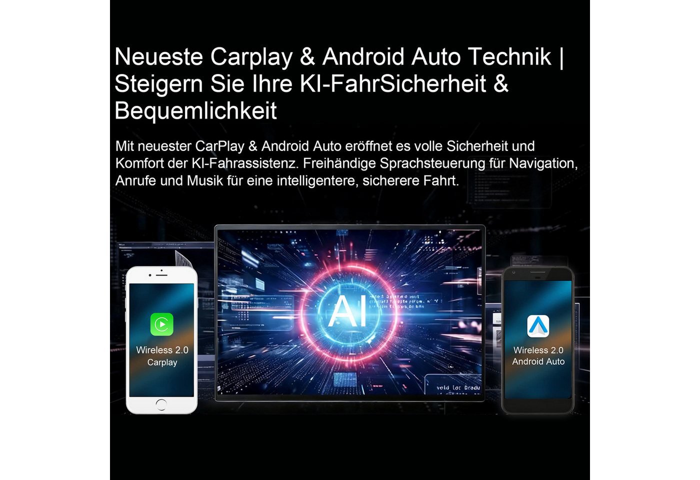 A-Sure CarPlay Android Auto Bluetooth RDS Für Hyundai i30 MK1 FD 2006-2011 Autoradio (5s Schnellstart/1280*720 Screen/Apple Carplay/Android Auto/Bluetooth) Bild 2