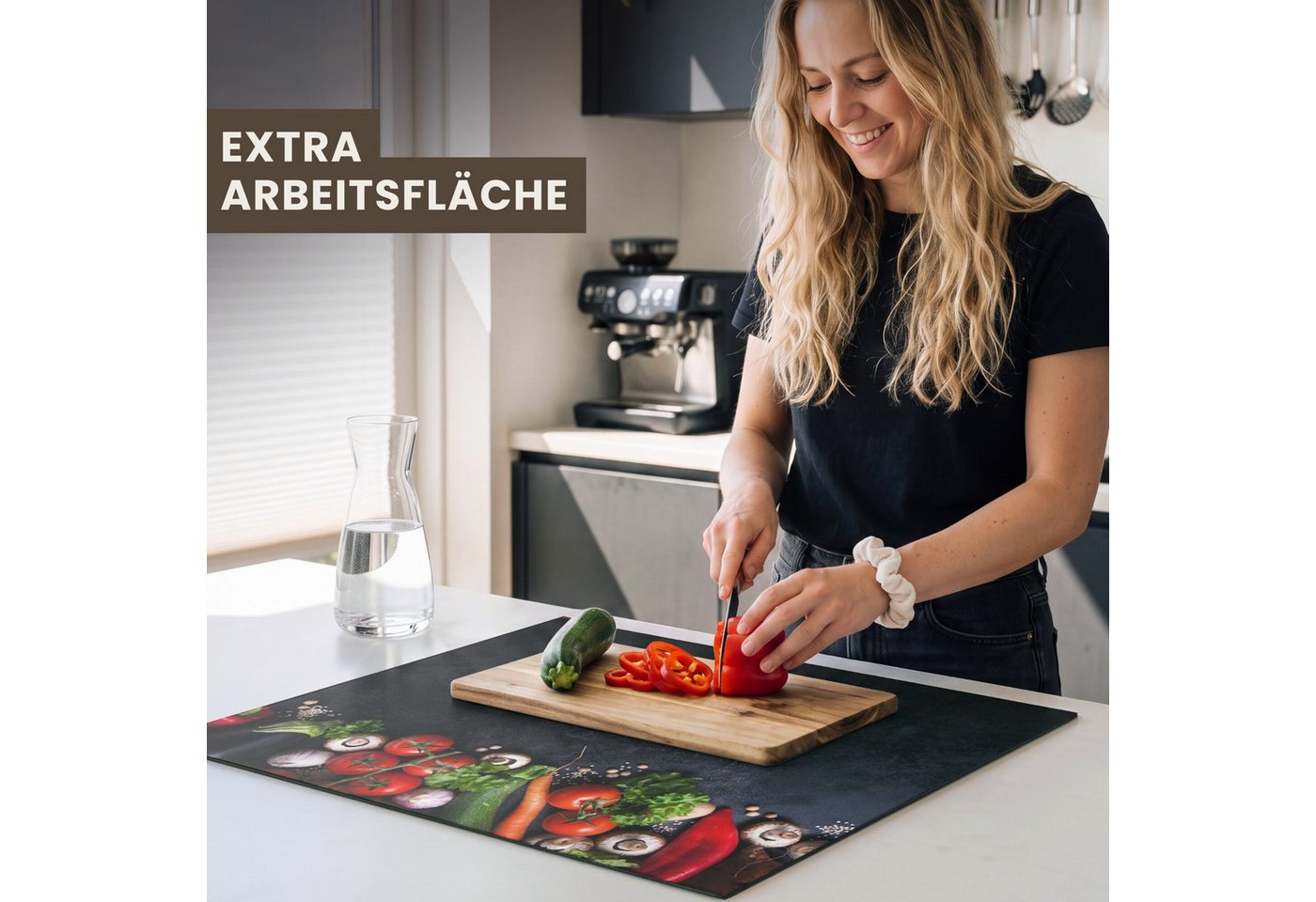 MuchoWow Herd-Abdeckplatte Gemüse - Kräuter - Gewürze - Schwarz - Rustikal - Küche, Vinyl, (1 tlg), Ceranfeldabdeckung Küche, Herdabdeckplatte Einteilig, 60x52 cm Bild 3