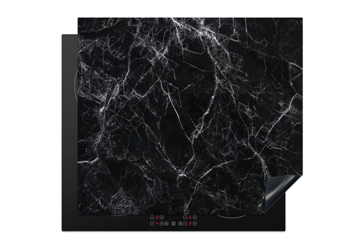 MuchoWow Herd-Abdeckplatte Marmor - Stein - Linie - Marmoroptik/print - Schwarz - Luxus, Vinyl, (1 tlg), Ceranfeldabdeckung Küche, Herdabdeckplatte Einteilig, 60x52 cm Bild 2