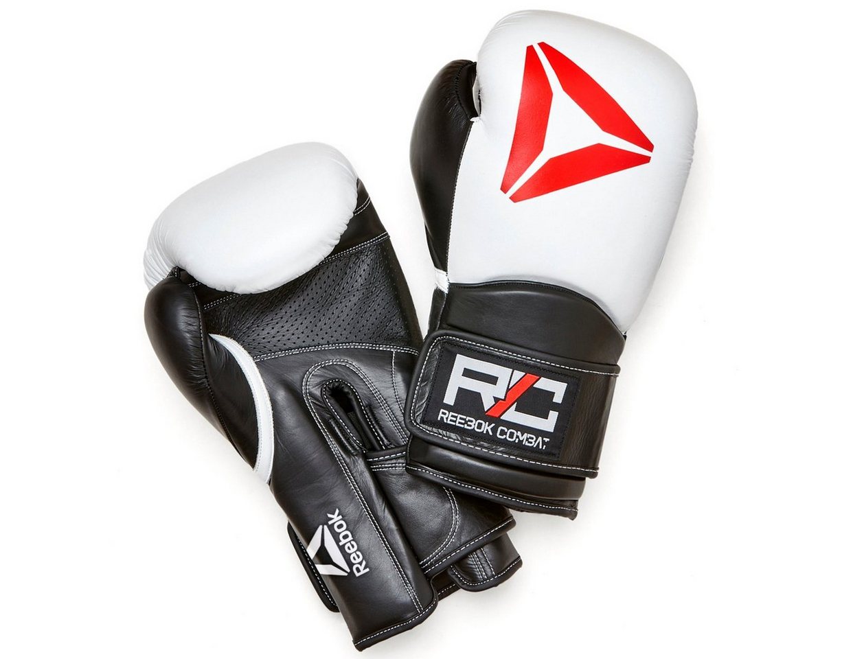Reebok Boxhandschuhe Reebok Combat Leder-Boxhandschuhe Weiß/Schwarz verschiedene Größen