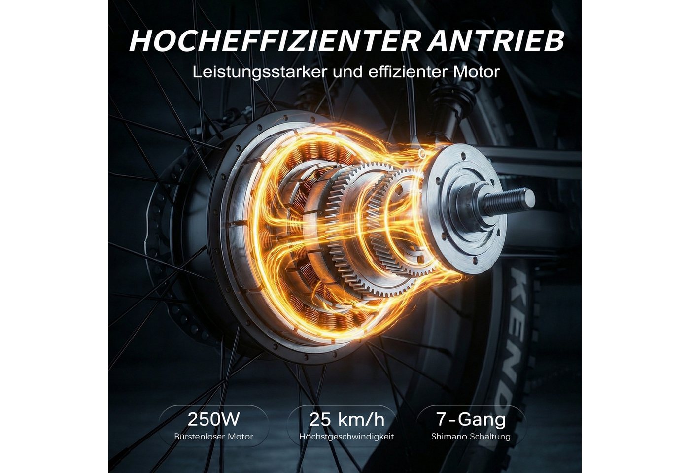 Vankel E-Bike Cityrad Herren Damen Fatbike Pedelec 20 Zoll 250W 648Wh 100km Full-Suspension, Kettenschaltung, Heckmotor, 648 Wh, Shimano 7-Gang Hydraulische Scheibenbremse 160mm Kenda 20 Zoll 38kg