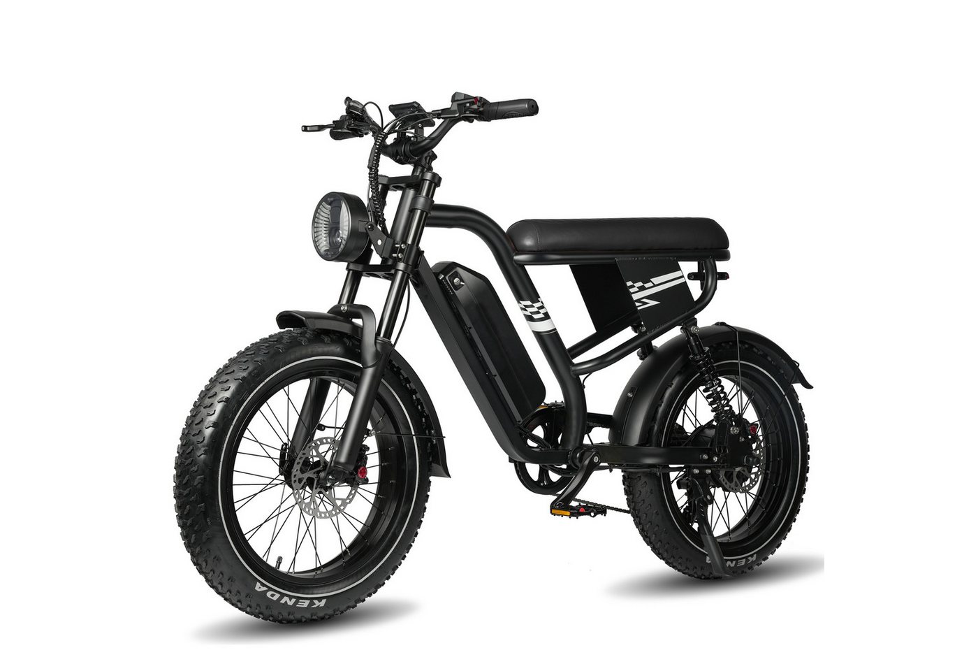 Vankel E-Bike Cityrad Herren Damen Fatbike Pedelec 20 Zoll 250W 648Wh 100km Full-Suspension, Kettenschaltung, Heckmotor, 648 Wh, Shimano 7-Gang Hydraulische Scheibenbremse 160mm Kenda 20 Zoll 38kg Bild 3