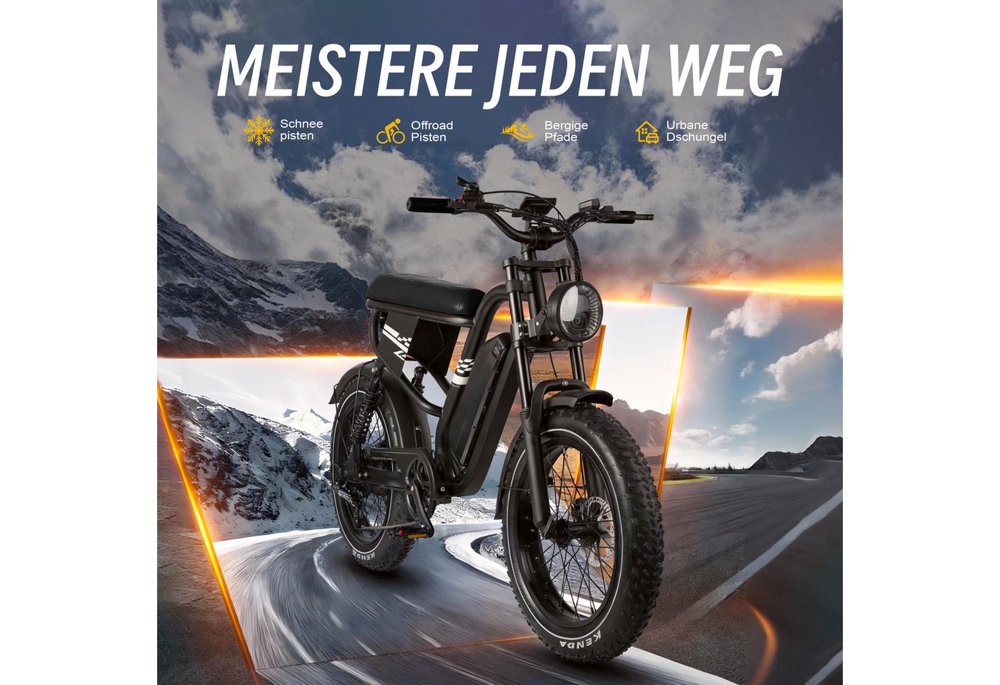 Vankel E-Bike Cityrad Herren Damen Fatbike Pedelec 20 Zoll 250W 648Wh 100km Full-Suspension, Kettenschaltung, Heckmotor, 648 Wh, Shimano 7-Gang Hydraulische Scheibenbremse 160mm Kenda 20 Zoll 38kg Bild 5
