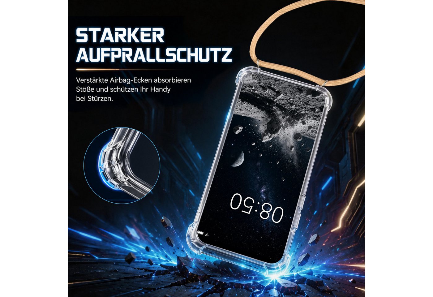 betterfon Handykette für Xiaomi Redmi 17 4G / 5G Handyhülle mit Band & Kordel Kette, Premium-Panzerung – stoßfest, kratzresistent & passgenau Bild 4