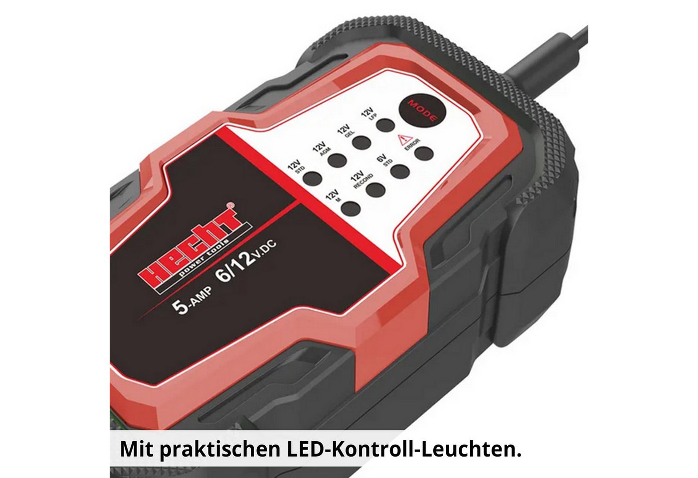 Hecht 2019 Erhaltungsladegerät 6 V / 12 V für AGM GEL LiFePO4 Batterie-Ladegerät (5000 mA, vollautomatisch, IP65, Ladeerhaltung, Batteriepflege) Bild 3