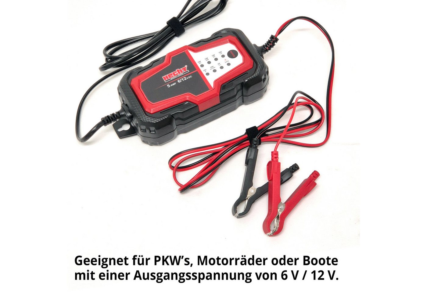 Hecht 2019 Erhaltungsladegerät 6 V / 12 V für AGM GEL LiFePO4 Batterie-Ladegerät (5000 mA, vollautomatisch, IP65, Ladeerhaltung, Batteriepflege) Bild 5