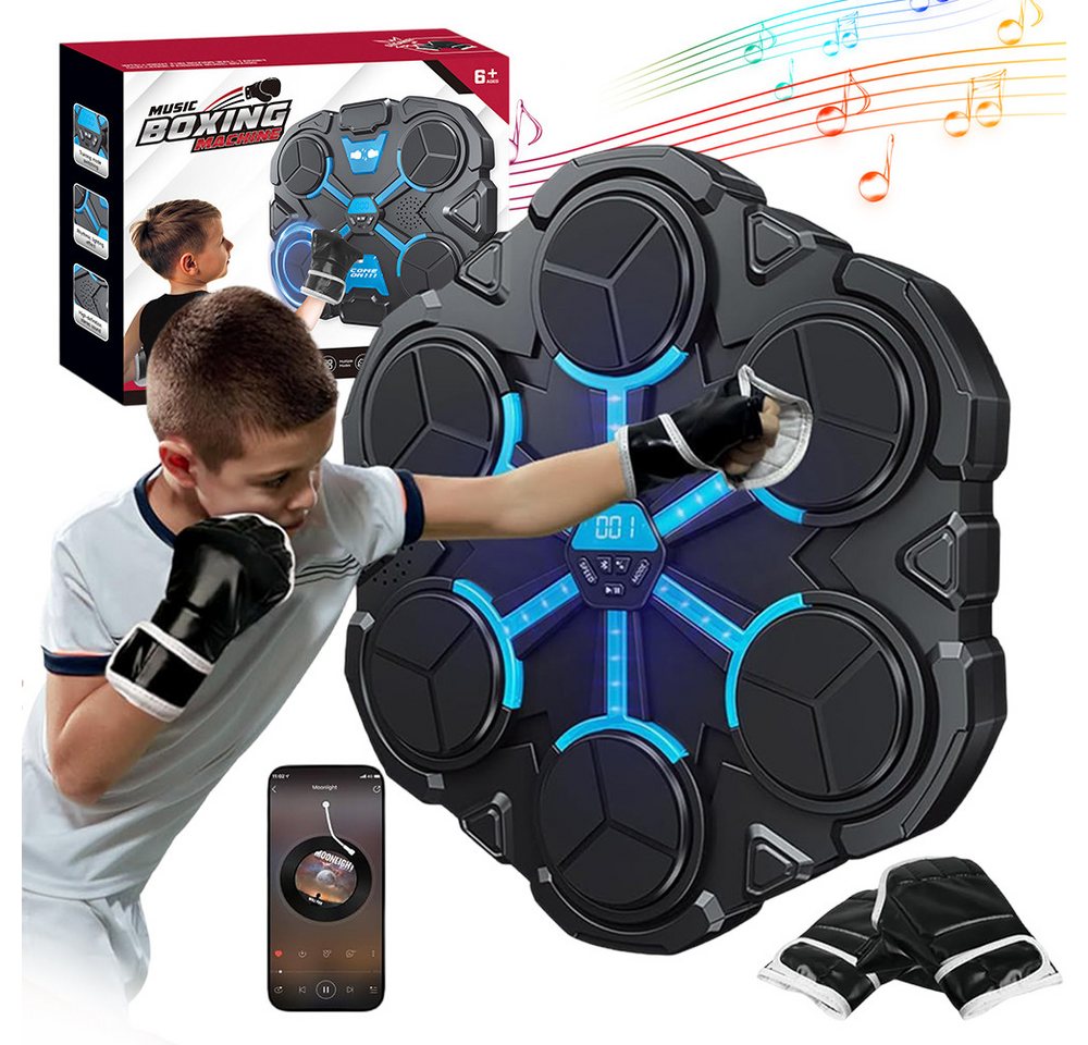 AKKEE Boxsack Boxmaschine Kinder Bluetooth Music Boxing Machine mit Handschuhen, 9 Trainingsmodi Mit LED-Anzeige 500mah Bild 3