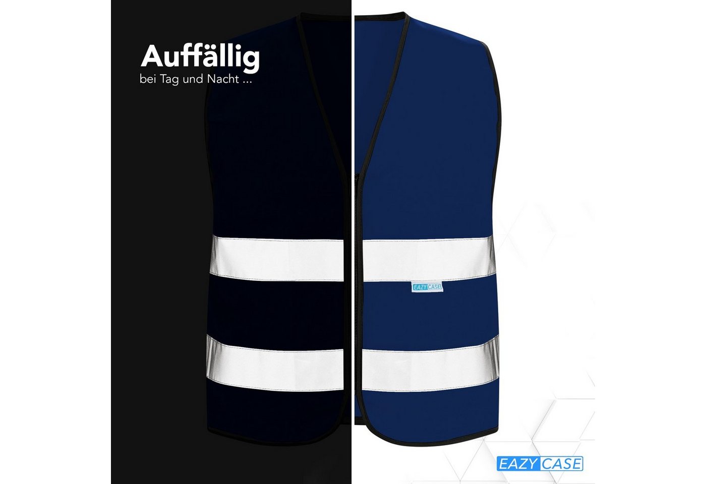 EAZY CASE Warnweste Kinder Warnweste Reißverschluss Kinder Warnweste mit Reißverschluss Sicherheit Schulweg, Größe XS Blau Bild 5